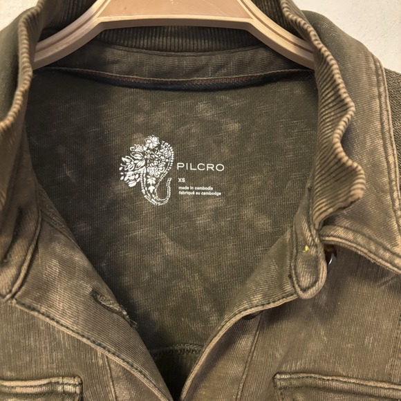 PILCRO Relaxed Distressed Shirt Jacket Shacket Green XS Anthropologie - DESC - Picture 2 of 10